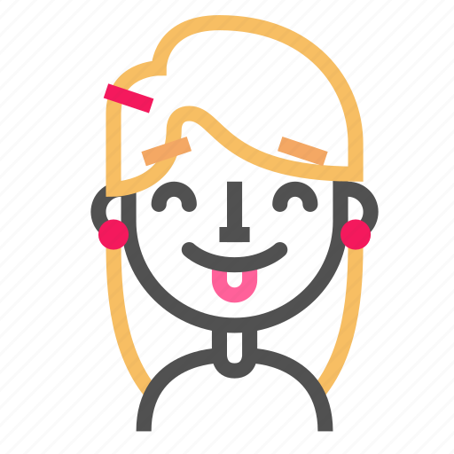 Avatar, blond, emoji, emoticon, face, line, tongue icon - Download on Iconfinder