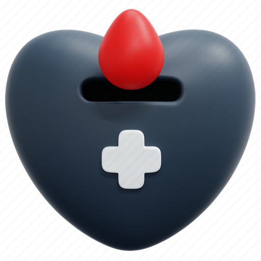 Blood, donation, donor, drop, heart, charity, 3d 3D illustration - Download on Iconfinder