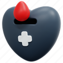 blood, donation, donor, drop, heart, charity, 3d 