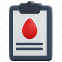 health, report, blood, analysis, medical, donation, clipboard, 3d 