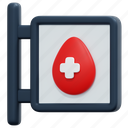 signboard, blood, donation, location, healthcare, medical, drop, health, clinic, 3d 