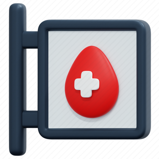 Signboard, blood, donation, location, healthcare, medical, drop 3D illustration - Download on Iconfinder