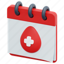 calendar, blood, donation, time, date, schedule, drop, healthcare, 3d 