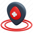 location, blood, donation, healthcare, medical, placeholder, pin, 3d 