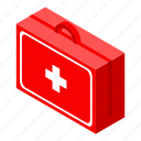 aid, cartoon, computer, first, isometric, kit, medical