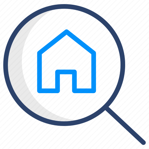 Search, magnifying glass, property search, real estate, search building, vector, illustration icon - Download on Iconfinder