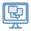 chat, dialog, discussion, forum, imac, message, monitor 