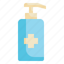 pump, clean, gel, alcohol, bottle icon