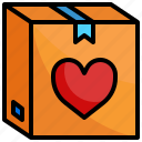 heart, box, shopping, logistics, delivery, gift