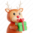 reindeer, festive animals, christmas symbol, boxing day, 3d icon, 3d illustration, 3d render 