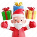 santa, christmas figure, gift bringer, boxing day, 3d icon, 3d illustration, 3d render 