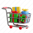 shopping, cart, shopping cart, online cart, retail purchases, boxing day, 3d icon, 3d illustration, 3d render 