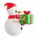 snowman, winter character, festive decor, boxing day, 3d icon, 3d illustration, 3d render 