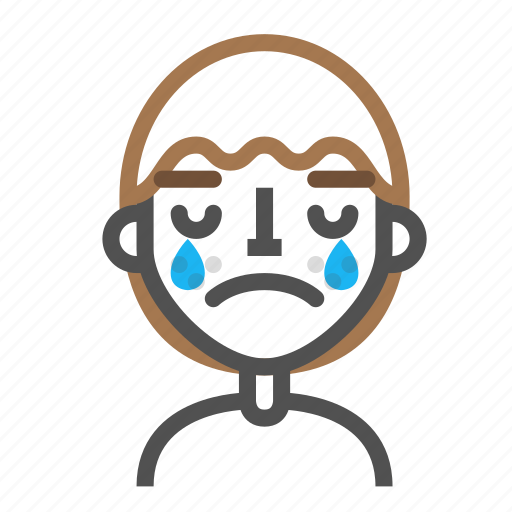 Avatar, crying, emoji, emoticon, face, line, man icon - Download on Iconfinder