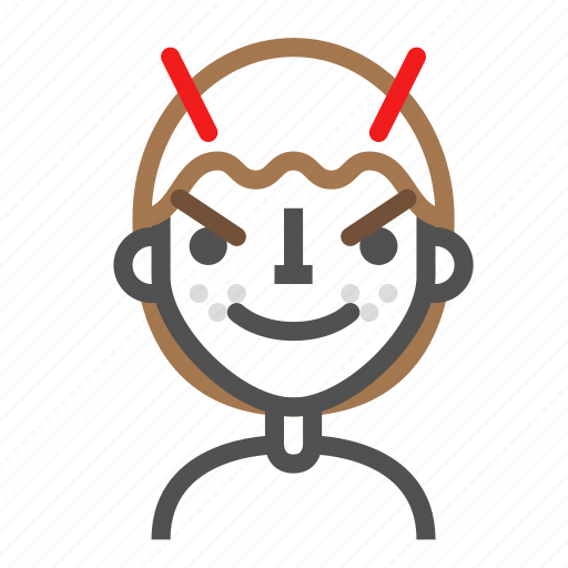 Avatar, emoji, emoticon, evil, face, line, man icon - Download on Iconfinder