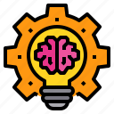 brain, gear, imagination, inovation, knowledge, light, thinking