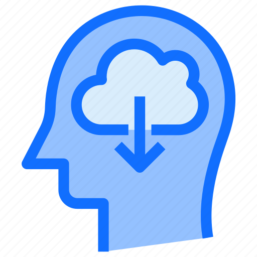 Brain, head, down, download, cloud, thinking icon - Download on Iconfinder