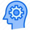 brain, head, gear, thinking, settings, cogwheel