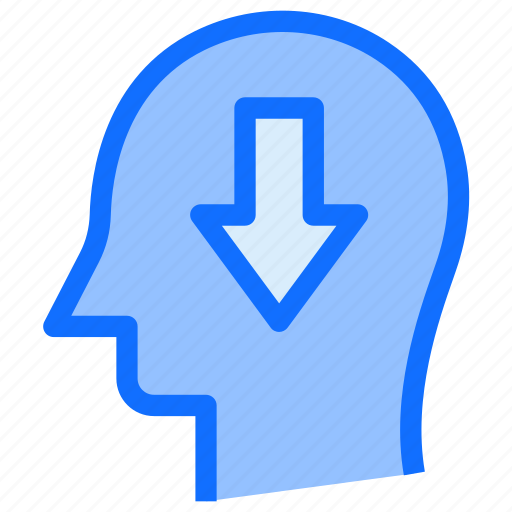 Brain, head, down, download, thinking, arrow icon - Download on Iconfinder