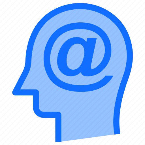 Thinking, brain, at sign, head, email icon - Download on Iconfinder