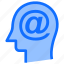 thinking, brain, at sign, head, email 