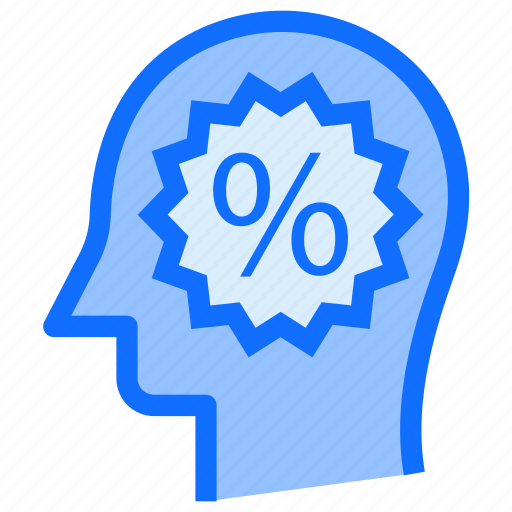 Brain, head, sign, percentage, discount, thinking icon - Download on Iconfinder