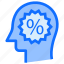brain, head, sign, percentage, discount, thinking 