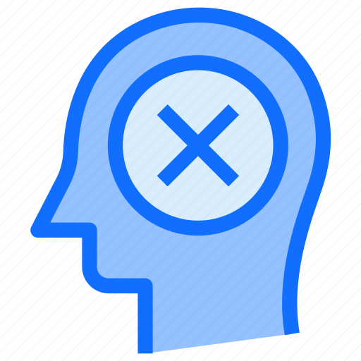 Brain, reject, cross, head, thinking, delete icon - Download on Iconfinder