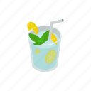 alcohol, fruit, ice, isometric, lemon, lime, tropical