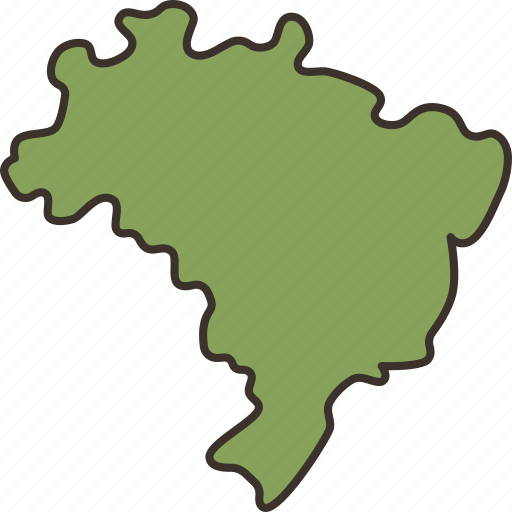 Brazil, map, geography, country, national icon - Download on Iconfinder