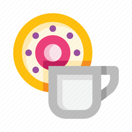 Donut, coffee, tea, breakfast, food, dessert, sweet icon - Download on Iconfinder