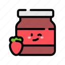 strawberry, jam, jar, cute