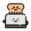 toast, toaster, bread, cute 