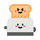 toast, toaster, bread, cute