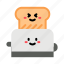 toast, toaster, bread, cute 