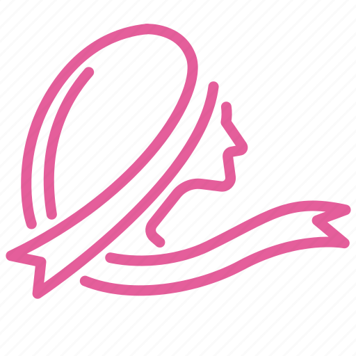 Breast, cancer, ribbon, women, female, girl, hair icon - Download on Iconfinder