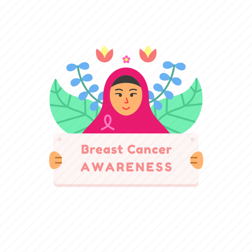 Breast, cancer, awareness, banner, muslimah icon - Download on Iconfinder