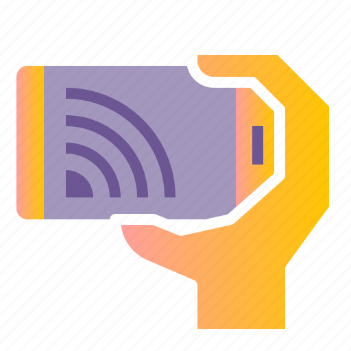 Broadcast, cast, hand hold, mobile, stream, streaming icon - Download on Iconfinder
