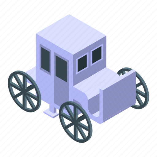 Carriage, cartoon, floral, frame, isometric, wedding, white icon - Download on Iconfinder