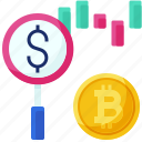 bitcoin, blockchain, finance, coin, crypto, magnifying glass, filter