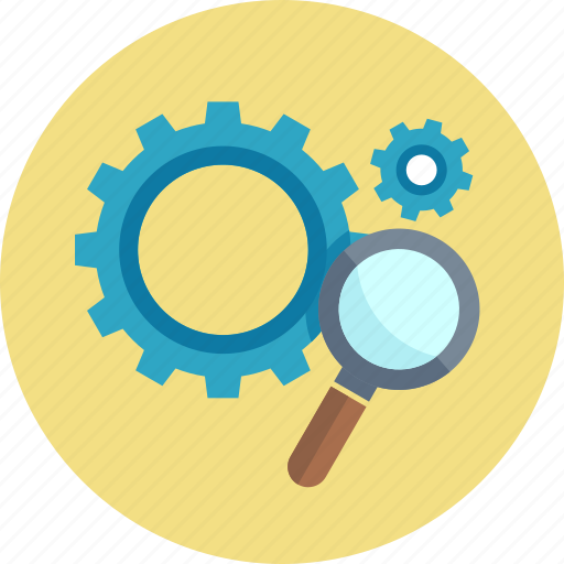 Gear, magnifying glass, seo, search engine optimization icon - Download on Iconfinder