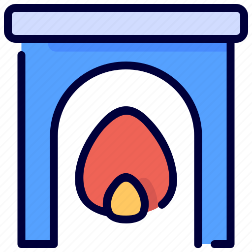 Fire, fireplace, fireside, flame, furniture, warm, winter icon - Download on Iconfinder