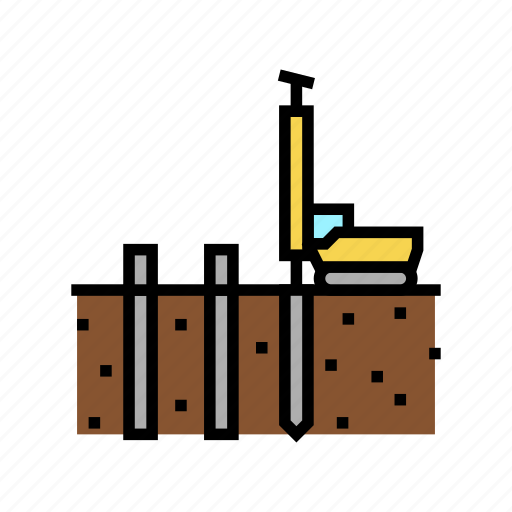 Pile, driving, excavation, footing, reinforcement, columns icon - Download on Iconfinder