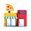 pizza restaurant, pizza shop, food shop, pizza bistro, pizza place 