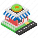 bakery building, donut shop, donut store, marketplace, outlet 