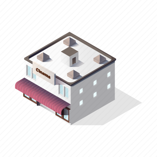 Real, estate, objects, cinema, enterainment, building 3D illustration - Download on Iconfinder