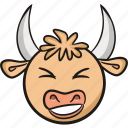 bull, cute, animal, cow, emoji, laugh