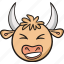 bull, cute, animal, cow, emoji, laugh 