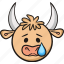 cry, bull, animal, cow, emoji, tear, sad 