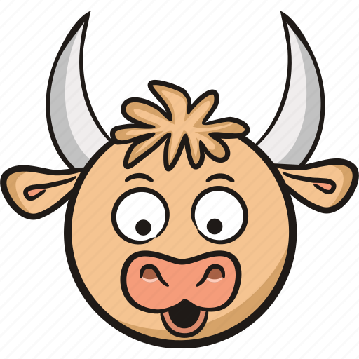 Surprise, wow, bull, cute, animal, cow, emoji icon - Download on Iconfinder
